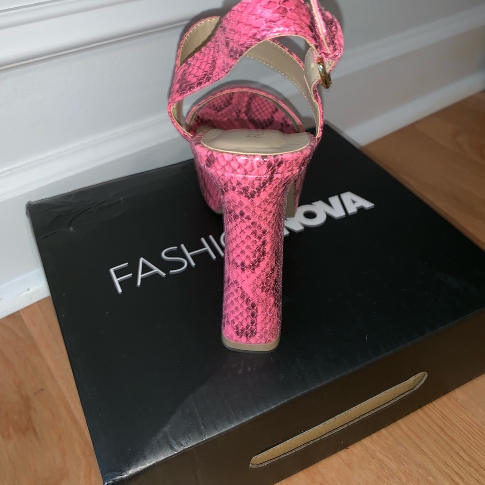 Fashion Nova Pink Snakeskin Heels - Picture 4 of 4